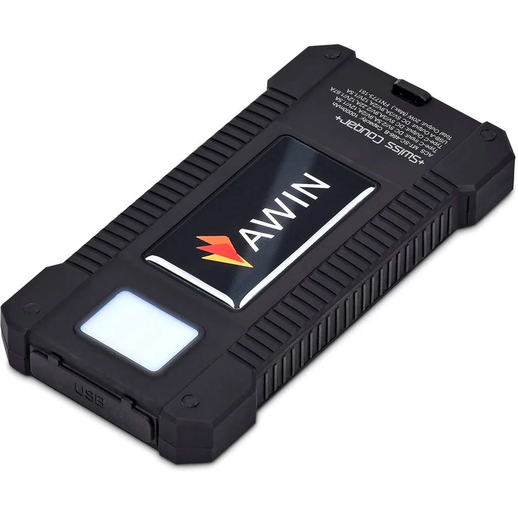 Swiss Cougar Durban Fast Charge 20W Solar Power Bank -10000mAh