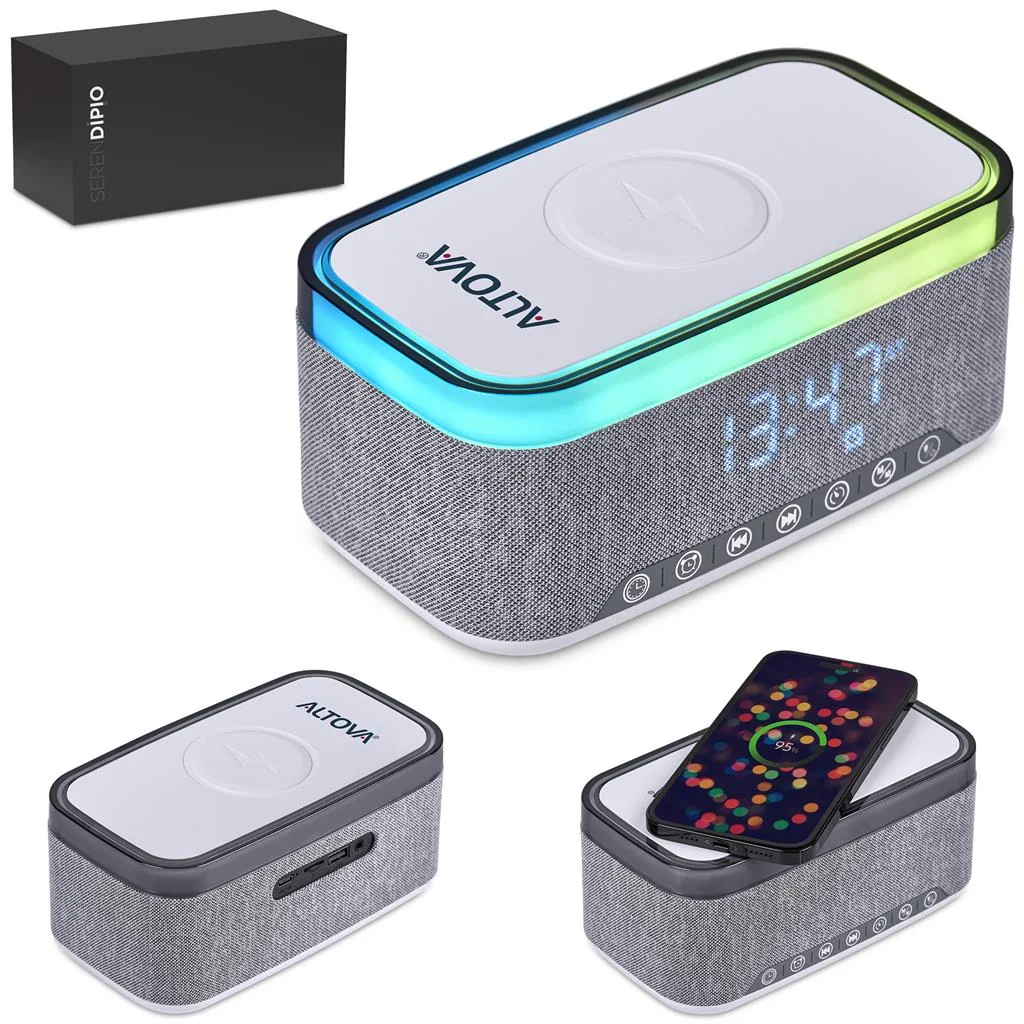 Serendipio Cumberland 10W Bluetooth Speaker Wireless Charger & Clock