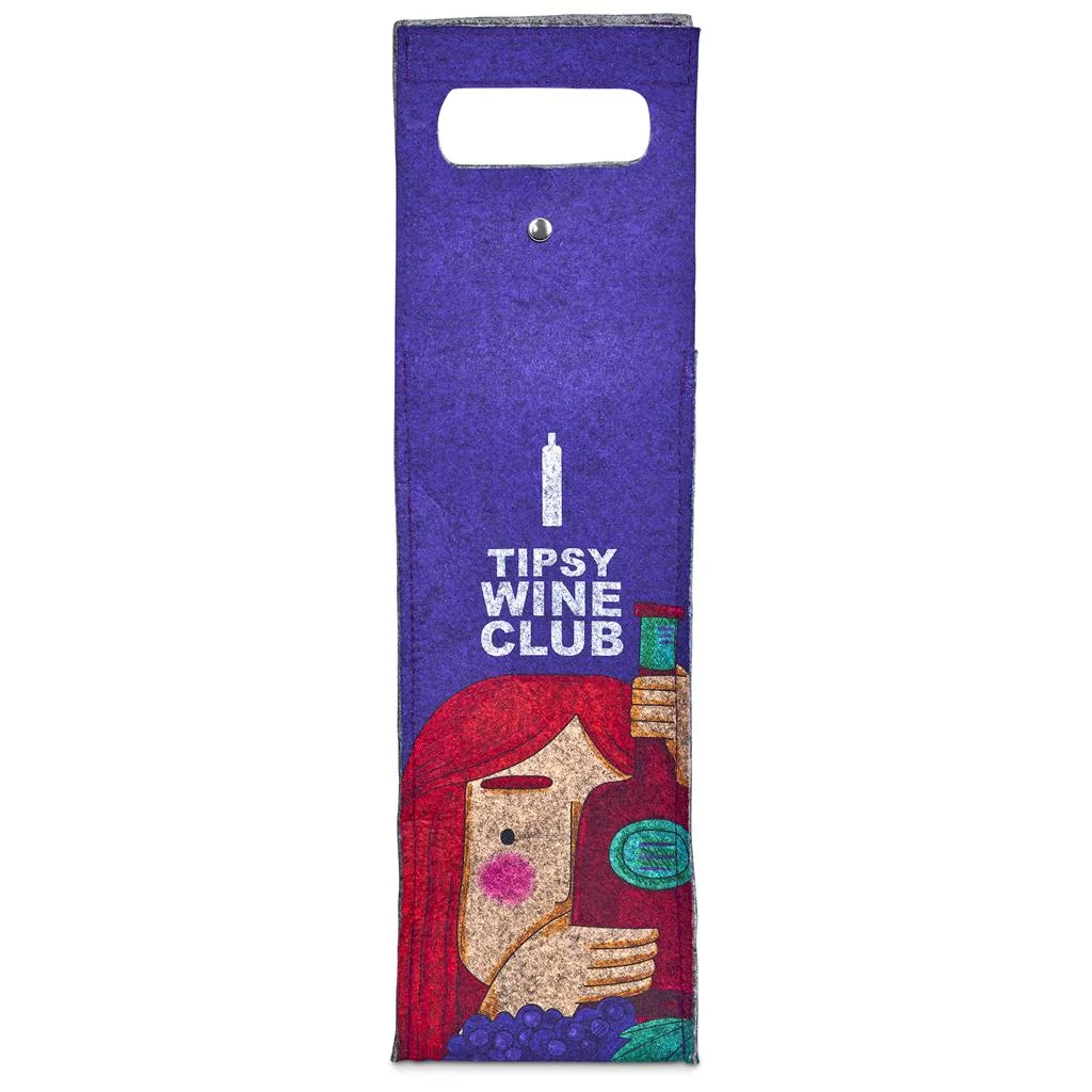 Pre-Printed Sample Hoppla Velto RPET Felt Single Wine Carrier