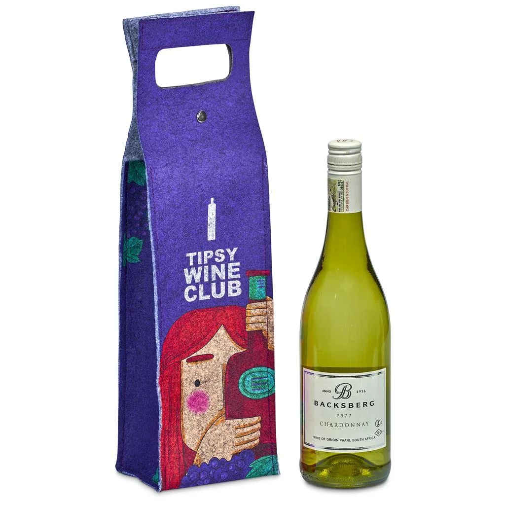 Pre-Production Sample Hoppla Velto RPET Felt Single Wine Carrier
