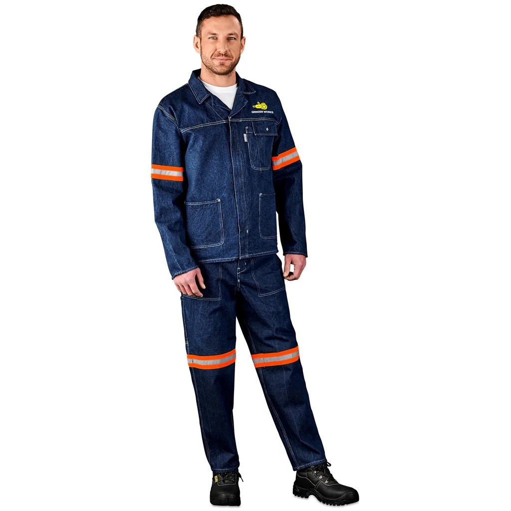 Cast Premium 100% Cotton Denim Jacket – Reflective Arms & Back – Orange Tape