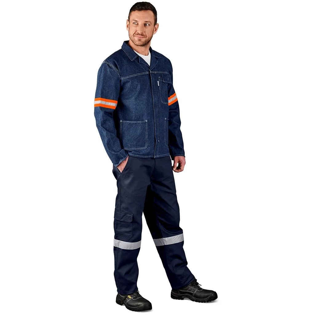 Cast Premium 100% Cotton Denim Jacket – Reflective Arms & Back – Orange Tape