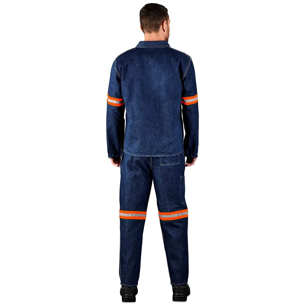 Cast Premium 100% Cotton Denim Pants – Reflective Legs – Orange Tape