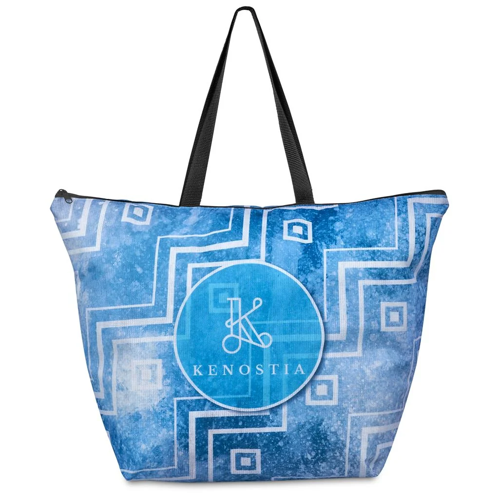 Pre-Printed Sample Hoppla Skyline Recycled PET Stitch-Bond Shopper With Zip