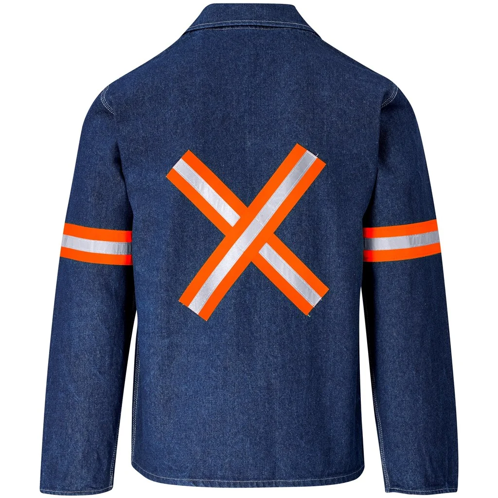 Cast Premium 100% Cotton Denim Jacket – Reflective Arms & Back – Orange Tape