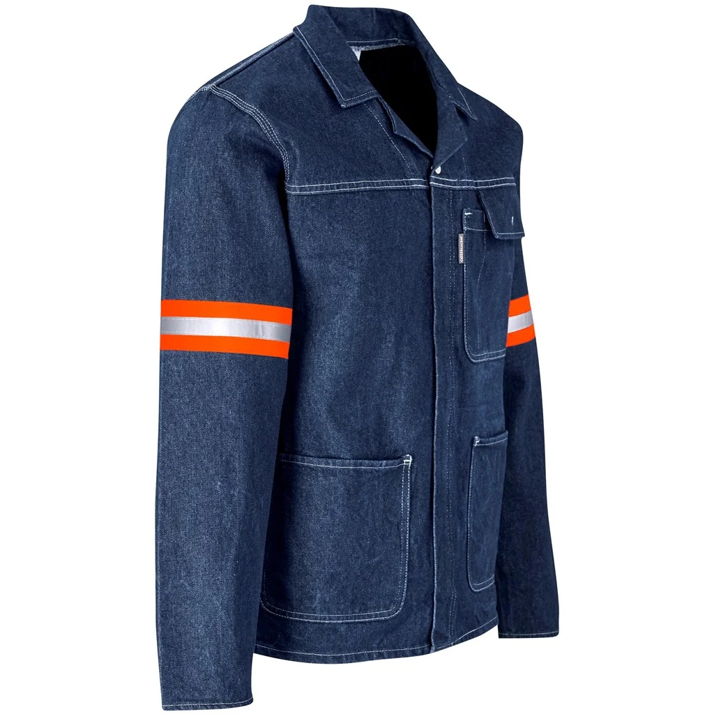 Cast Premium 100% Cotton Denim Jacket – Reflective Arms & Back – Orange Tape